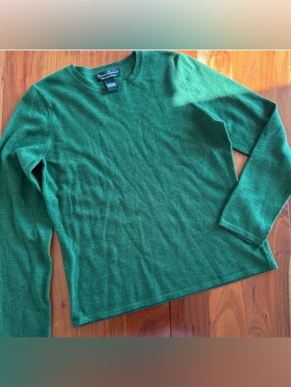 Mercer & Madison Deep Green Extra Fine Merino wool Crewneck Sweater